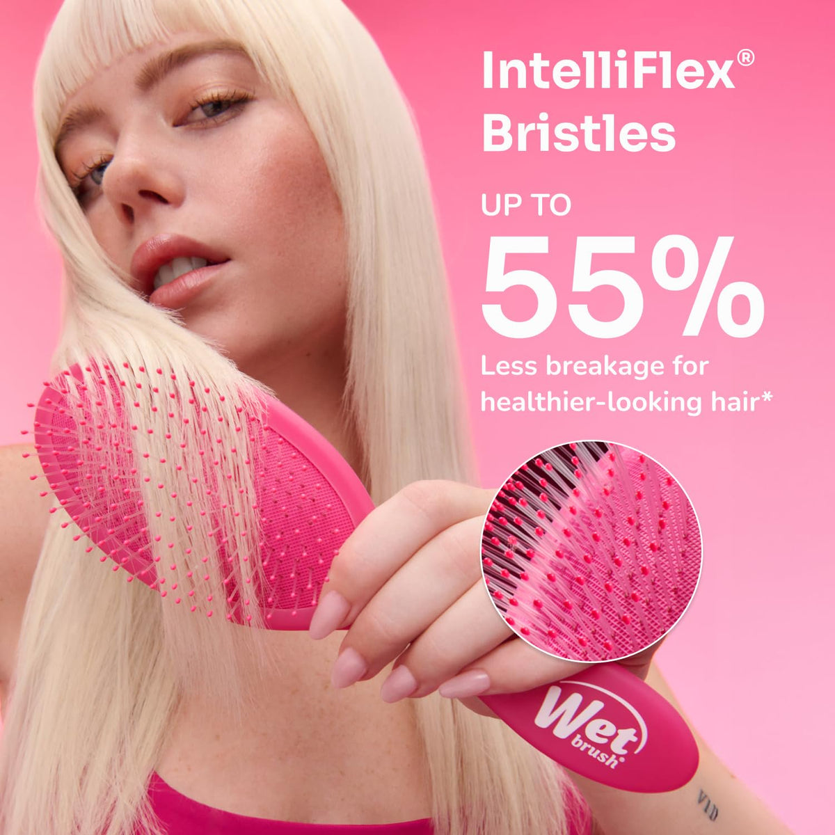 Wet Brush Mini Detangler Hair Brush, Pink - Detangling Travel Hair Brush - Ultra-Soft IntelliFlex Bristles Glide Through Tangles with Ease - Pain-Free - All Hair Types