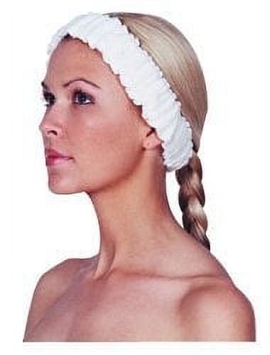 Scalpmaster Elasticized Spa Headband, White (Model 3059), Adjustable Stretch Hair Wrap for Facials, Makeup & Salon Use