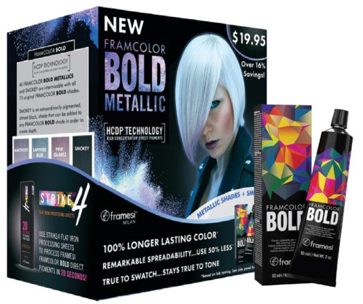 Framcolor BOLD METALLIC Prepack- 2oz/60ml tubes of the following shades:..(1)Amethyst: (2) Sapphire Blue: (1) Pink Quartz: (1) Smokey. 5 tubes total