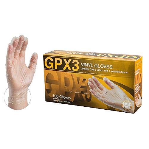 AMMEX GPX3 Industrial Clear Vinyl Gloves, Box of 100, 3 mil, Size Medium, Latex Free, Powder Free, Food Safe, Disposable, Non-Sterile, GPX344100-BX