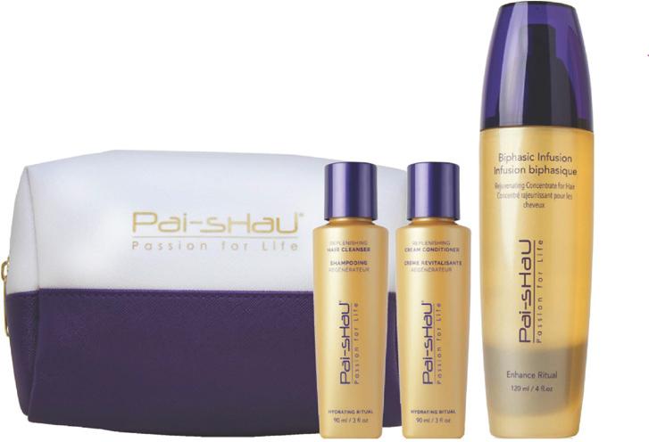 Hydrate includes:..1 REPLENISHING CLEANSER 90ml ..1 REPLENISHING CONDITIONER 90 ml ..1 White and Purple Bag..1 Biphasic Infusion 30 ml