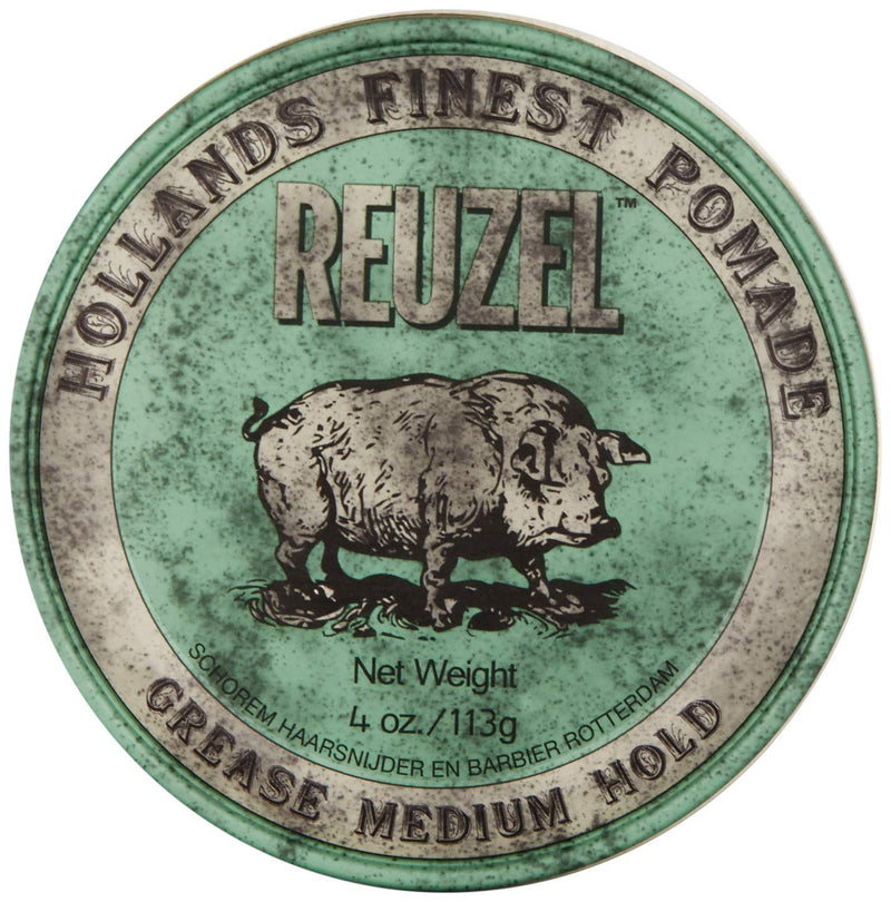 Reuzel Green Grease Pomade, Medium Hold, 4 Oz