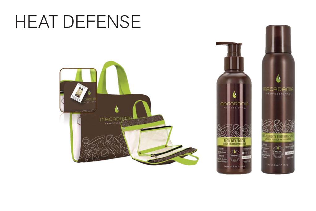Heat Defense..Purchase two Macadamia Professional Products: get a complimentary travel bag...Style Extend Dry Shampoo 5oz/142g..Blow Dry Lotion 6.7oz/198ml