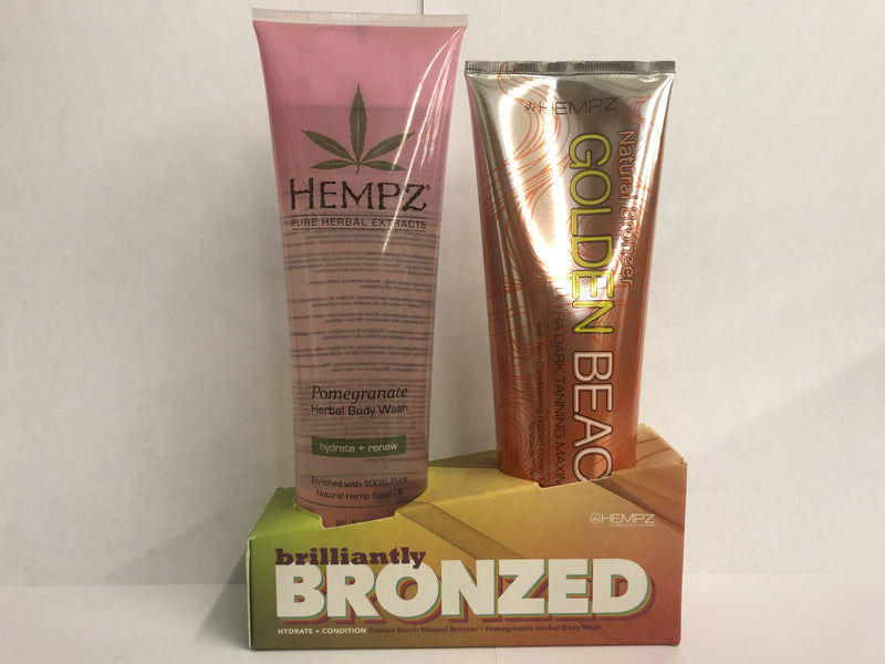 Hempz Brilliantly Bronzed Kit: Pomegranate Herbal Body Wash, 9 oz. & Golden Beach Ultra Dark Tanning Maximizer, 8.5 oz.