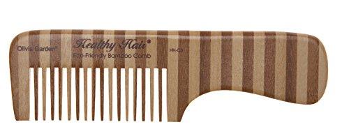 Olivia Garden Healthy Hair Bamboo Comb 3 - Eco-Friendly Wooden Haircomb, Rounded Teeth for Stimulating Scalp Massage