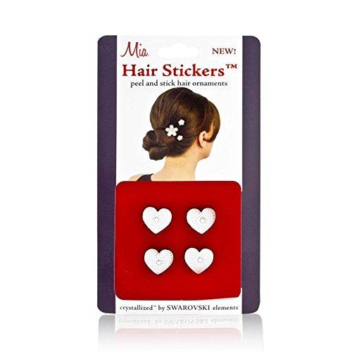 Mia Hair Stickers - Small Model No. 04602 - 4 Silver Hearts