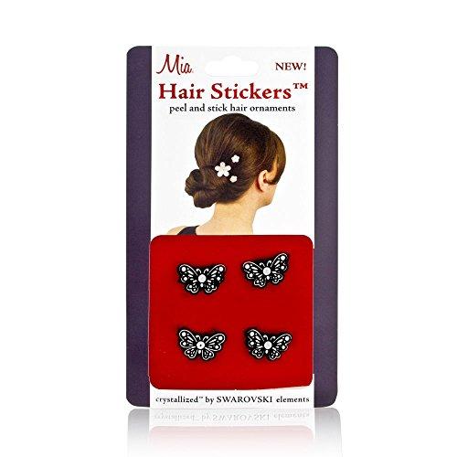 Mia Hair Stickers - Small Model No. 04604 - 4 Silver Butterflies