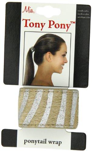 Mia Tony Pony, Ponytail Cuff, Hair Accessory, Elastic Rubber Band, Metallic Zebra Stripe Print, 1 Inch Wide, for Women and Girls 1pc
