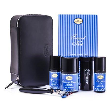 The Art Of Shaving Travel Kit (Lavender): Razor+ Shaving Brush+ Pre-Shave Oil 30ml+ Shaving Cream 45ml+ A/S Balm 30ml+ Case 5pcs+1case
