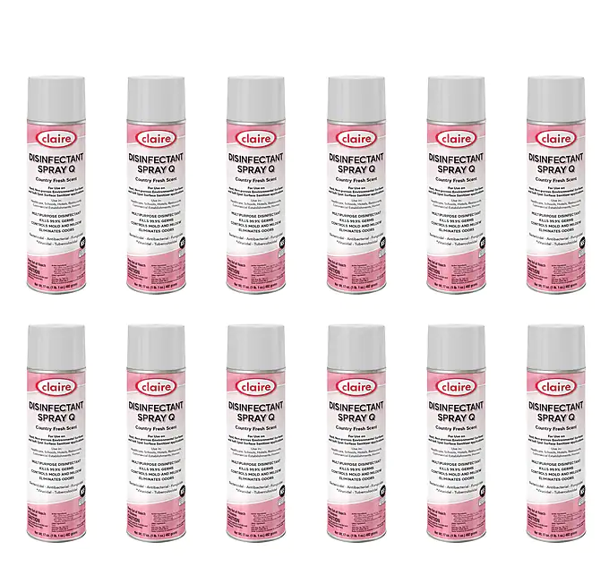 Claire Spray Q Disinfectant Can, Country Fresh, 17 Oz. 12/Carton